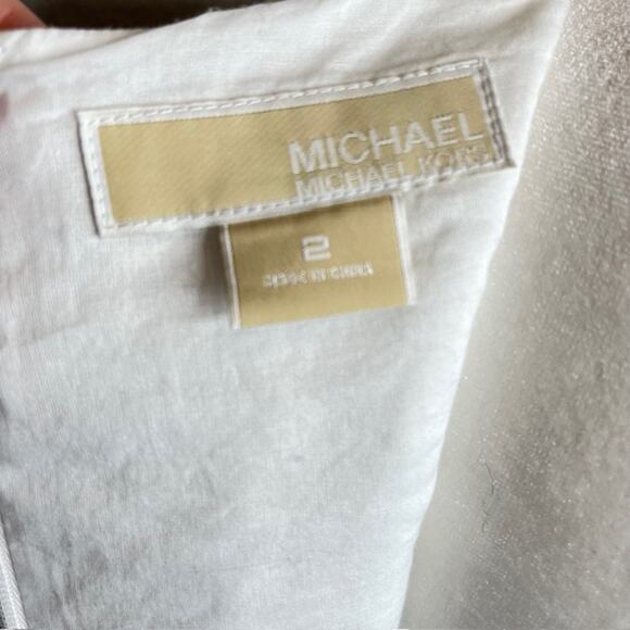 Michael Michael Kors White Linen Gold Studded Sleeveless Dress – Size 2 - Picture 10 of 15